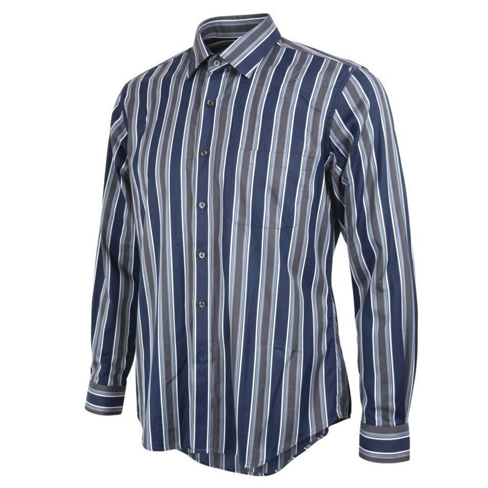 Tasso‎ Ella Men Striped Long Sleeve Button Down Dress Shirt Size L Blue Gray
